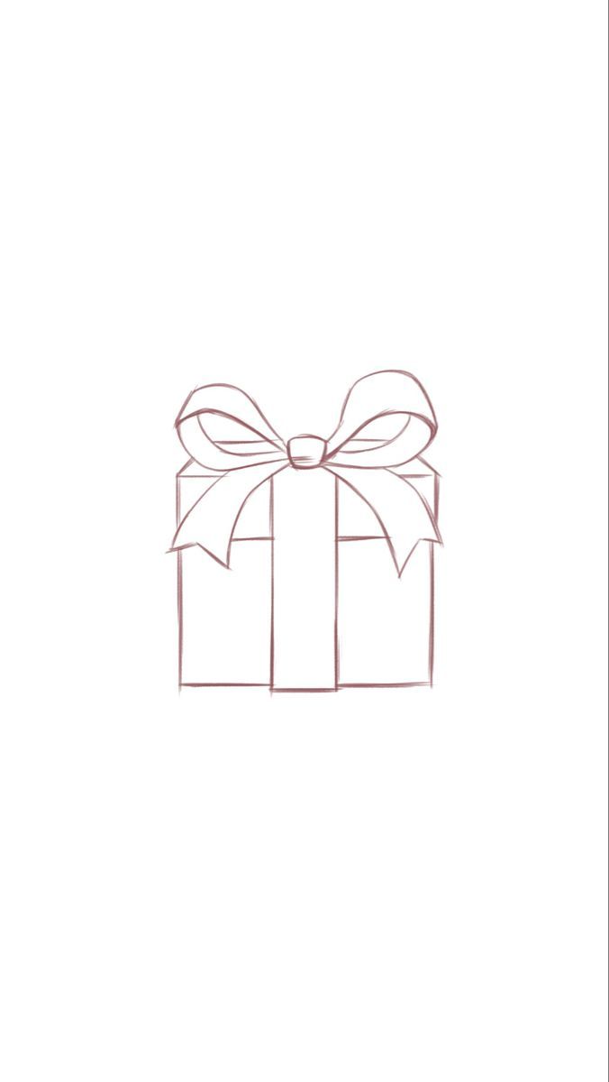 a drawing of a present box with a bow