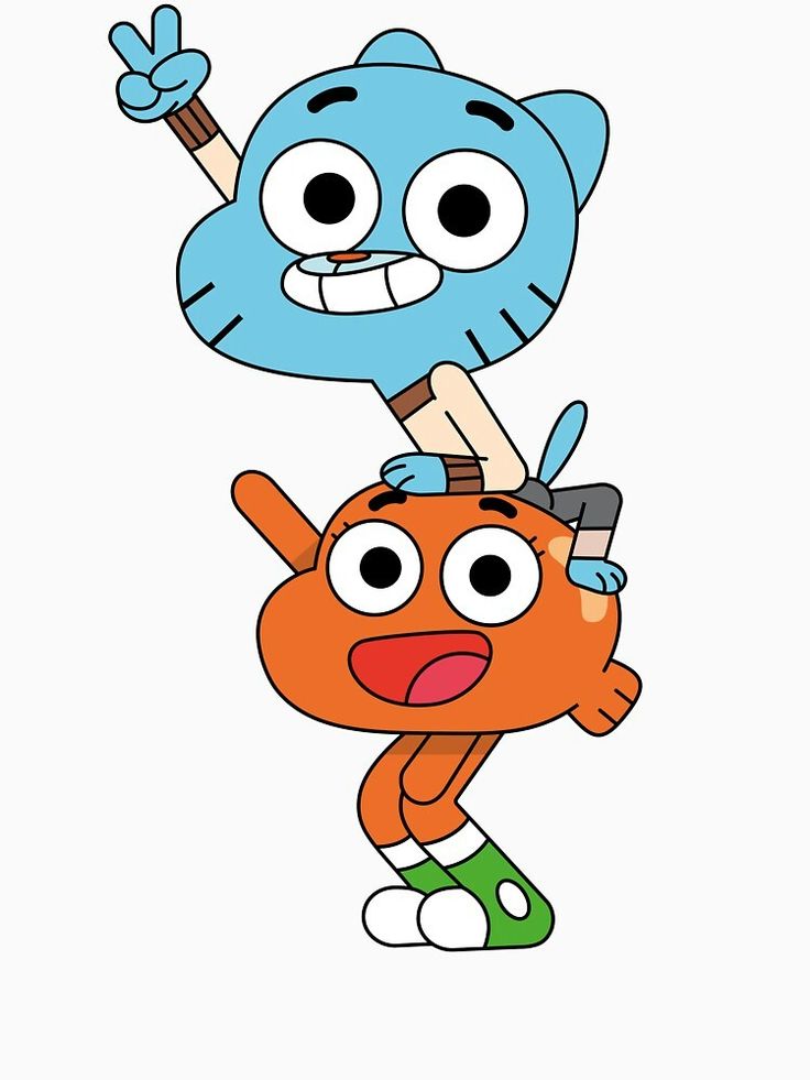 an orange and blue cartoon character on top of each other