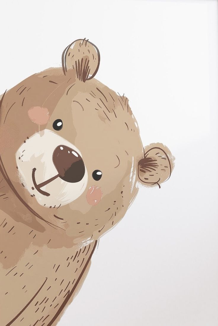 a drawing of a brown teddy bear on a white background