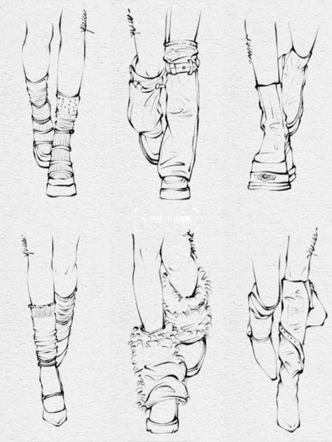 four different views of feet and ankles in various positions, with one showing the lower part of