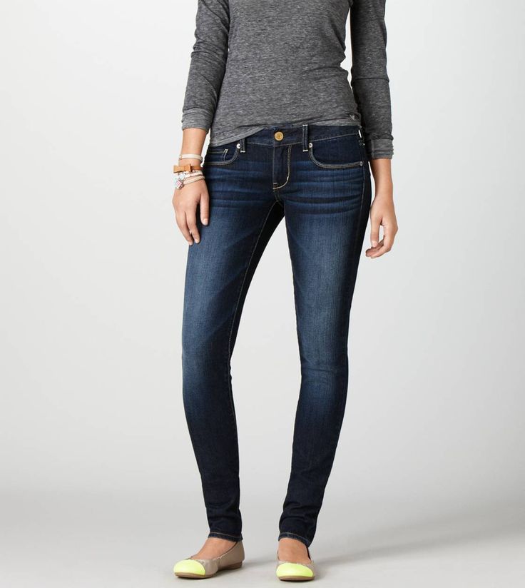 American Eagle Skinny Jean PURE DARK INDIGO style $39.95 regular price | or just a cheap version of these. Ripped Jeggings, Comfy Jeans, Trendy Swimwear, Jeans Outfits, Cute Jeans, Stitch Fix Inspiration, American Eagle Jeans, American Eagle Outfitters Jeans, Stitch Fix Style