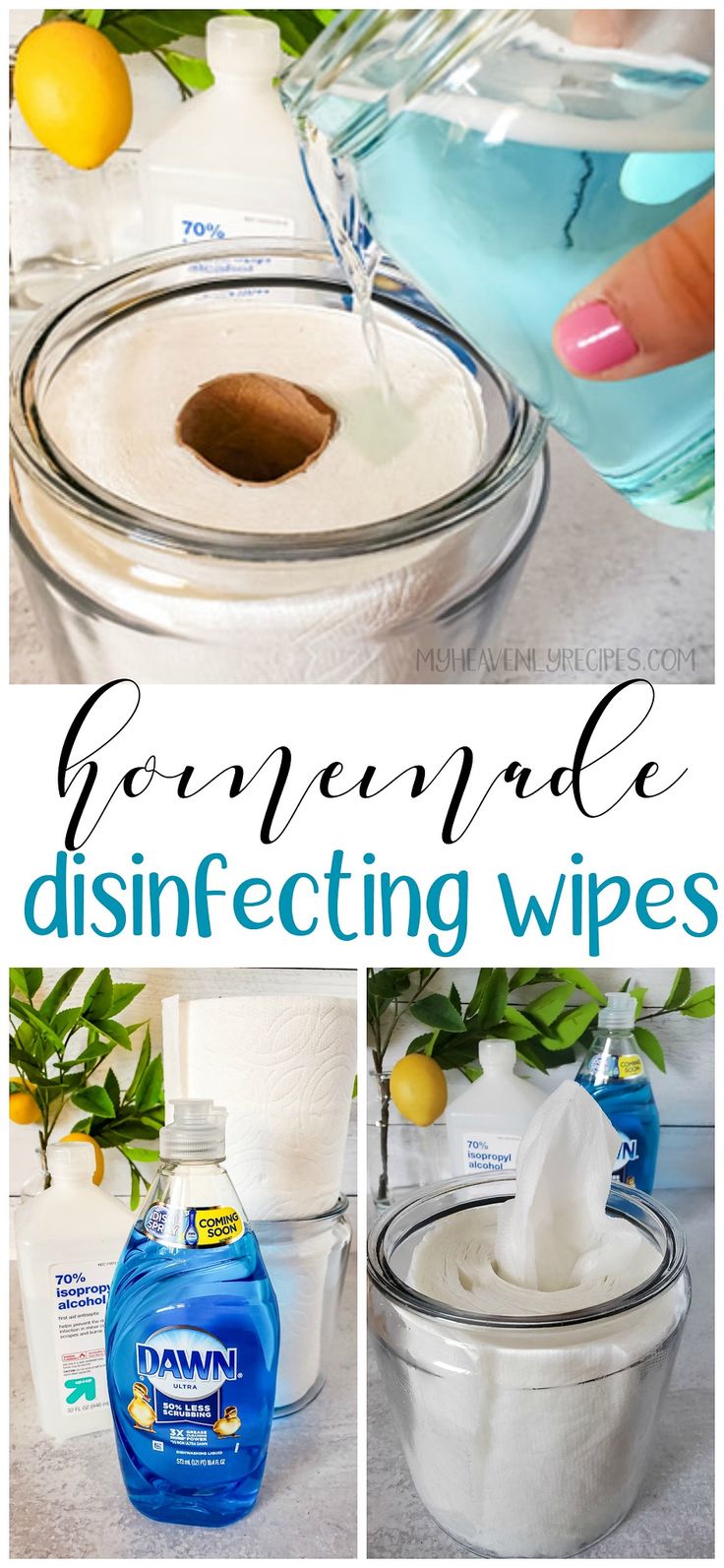 homemade disinfecting wipes in glass containers