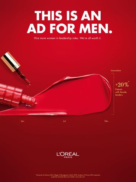 an ad for lorel cosmetics is shown with lipstick and mascara on the red background