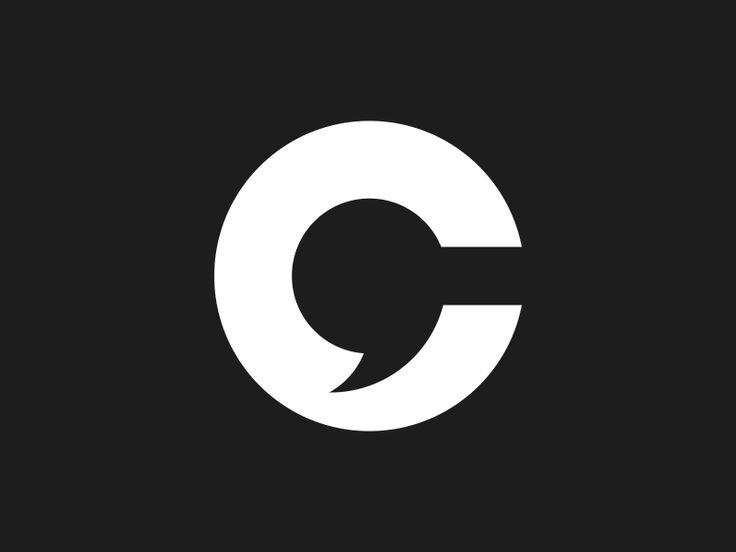 the letter c is shown in white on a black background, with an oval shape