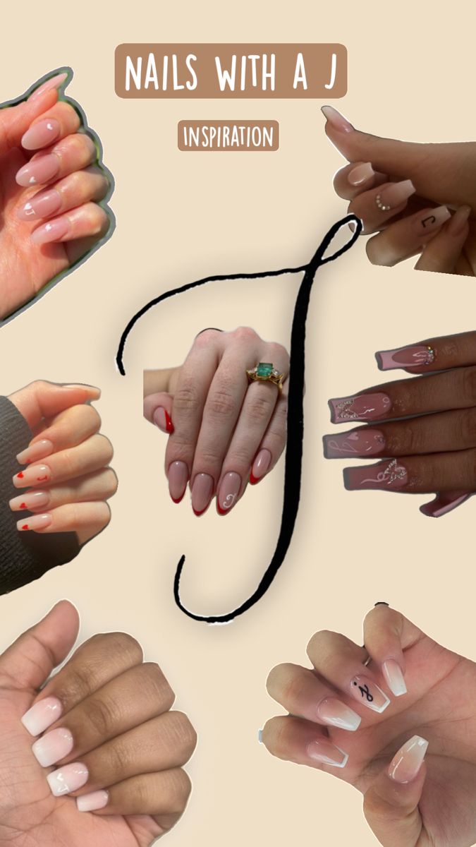 nails with a j logo in the middle and several hands holding each other's fingers