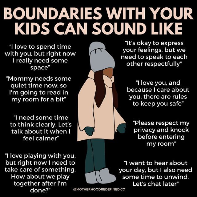 a poster with the words boundariess with your kids can sound like