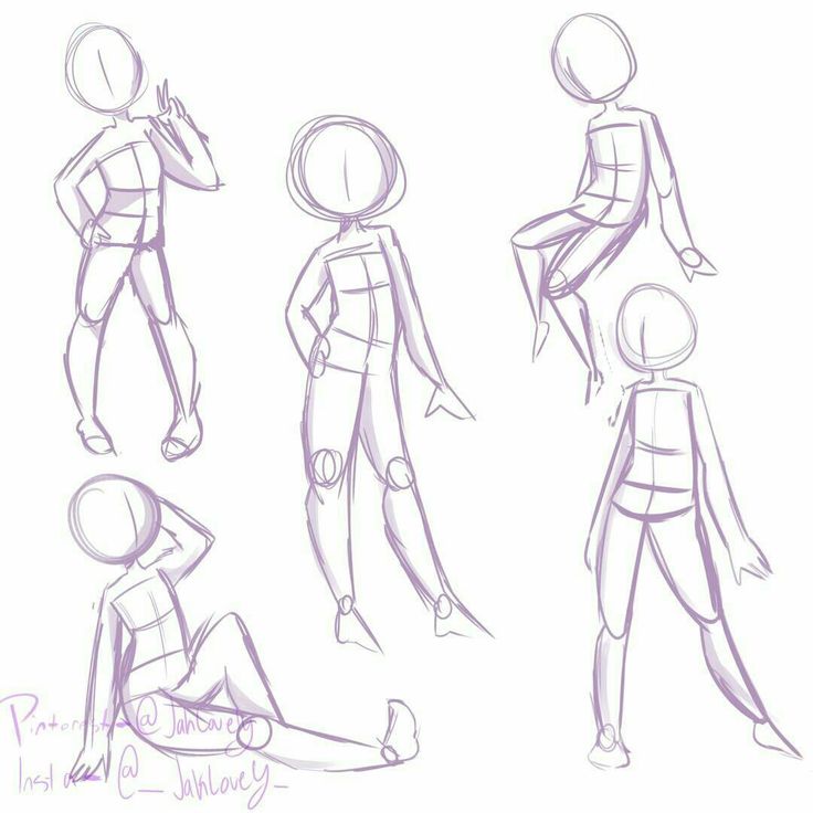 some sketches of people in different poses