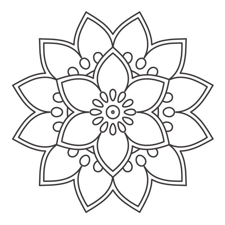 a black and white image of a flower with leaves in the shape of a circle