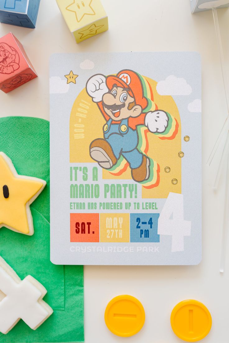 the mario birthday party is ready to be played