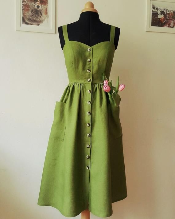 Green Linen Dress, Skirt Maxi, Vintage Inspired Dresses, 가을 패션, Inspired Dress, Mode Inspiration, Looks Vintage, Corset Dress, Lany