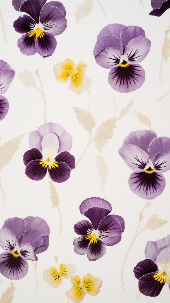 purple and yellow flowers are on a white background