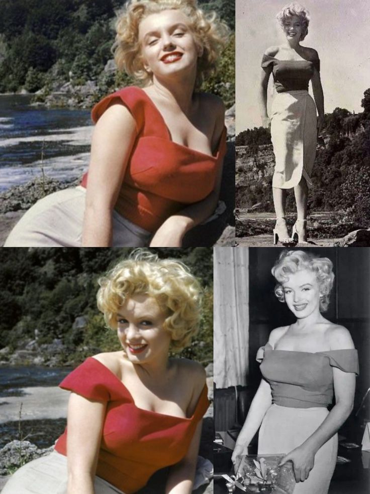 four different pictures of women in dresses and hair