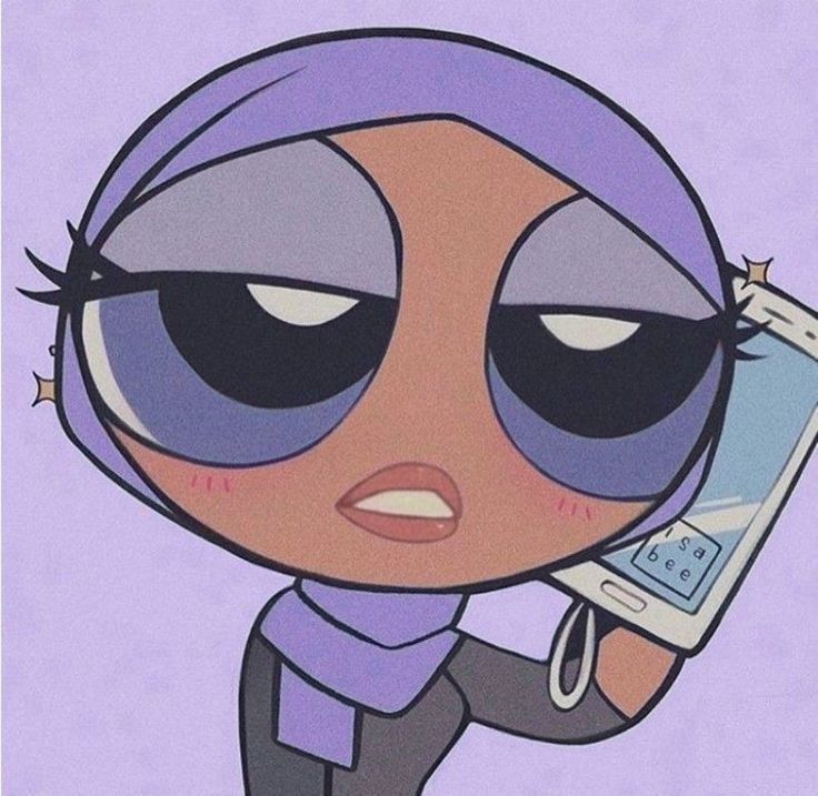 a cartoon character holding a cell phone up to her ear and looking angry at the camera