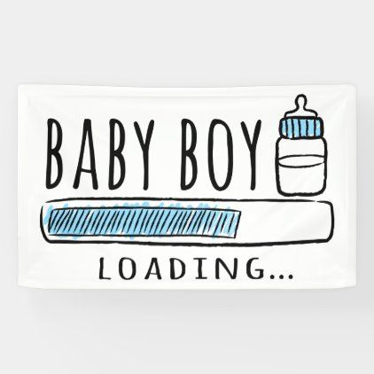 a baby boy loading sticker with a bottle on the top and an inscription that reads,'baby boy loading '