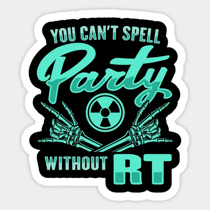 the words you can't spell party without rtt on a black and teal background