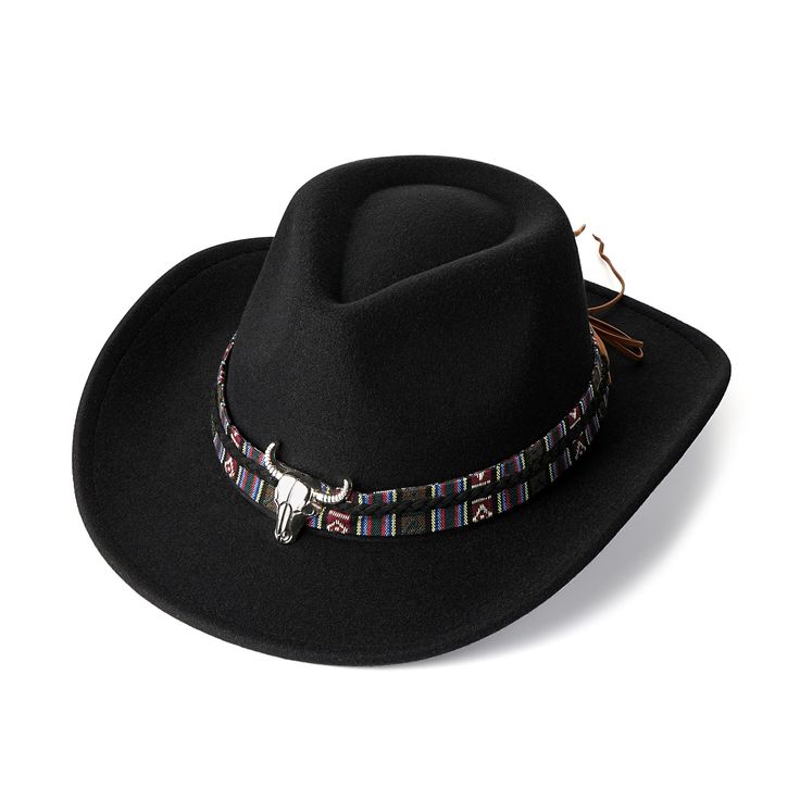 PRICES MAY VARY. Material：Unisex felt Fedora hat made of 65% cotton, 35% polyester,soft to touch and breathable,comfortable for all day wear. Adjustable Strap Inside：Black felt western cowgirl cowboy Hat has adjustable straps inside，so you can adjust it to your head size so it doesn't come off. Hat circumference is 56-58cm/22-22.8"; Brim Width: 7cm/2.75"; Hat Height: 11cm/4.3".Fits most men and women. Style: Classic western cowboy hat style, women men cowboy cowgirl hat, rolled brim, belt buckle Beach Felt Cap, Casual Felt Cap For Rodeo, Casual Felt Rodeo Cap, Winter Rodeo Felt Cap, Winter Felt Cap For Country Events, Winter Felt Hat For Country Events, Black Felt Hat With Flat Brim, Casual Adjustable Felt Cap, Adjustable Casual Felt Cap