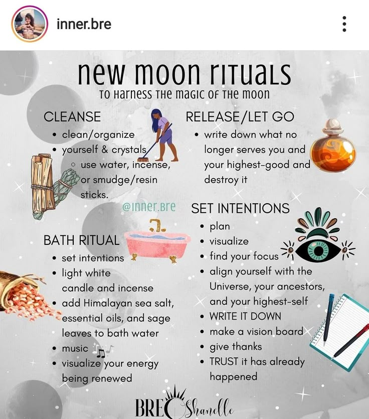 New Moon Recipes, New Moon Cleansing Ritual, Super New Moon Ritual, New Moon Shower Ritual, Lunar Witchcraft, Crystals For New Moon, New Moon Magic, New Moon Ritual For Beginners, Pagan New Moon Ritual