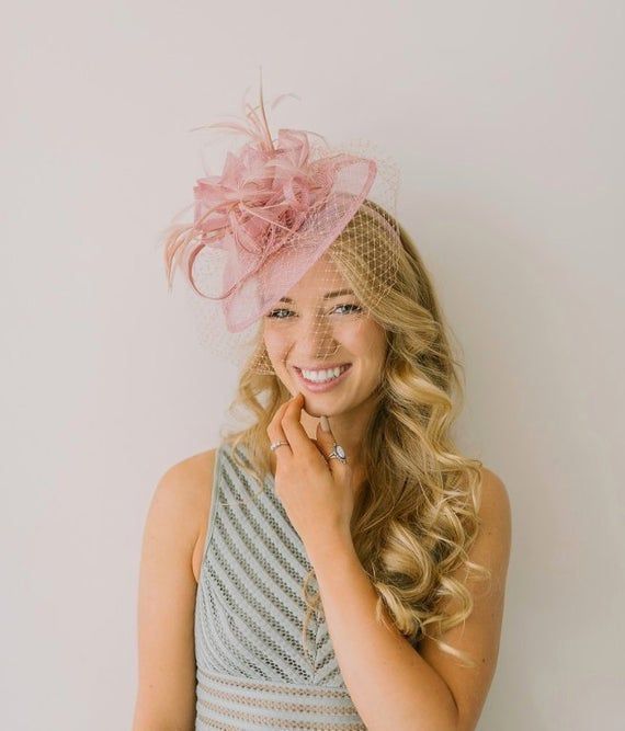 Blush Pink Fascinator The Brynlee Women's Tea Party Hat | Etsy The Hat, Blush Pink Fascinator, Kentucky Derby Fashion, British Hats, Hat With Veil, Tea Hats, Derby Fashion, Mini Hats, Sinamay Fascinator