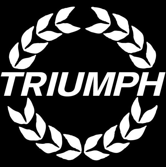 the word triumph in white on a black background with an image of a laurel wreath