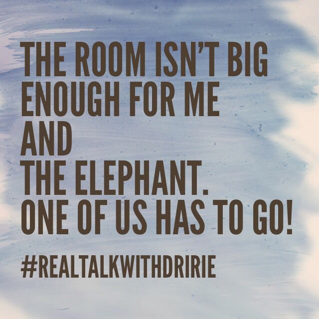 the room isn't big enough for me and the elephant one of us has to go