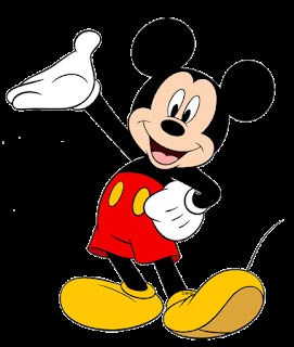 a cartoon mickey mouse with his arms in the air and one hand out to the side