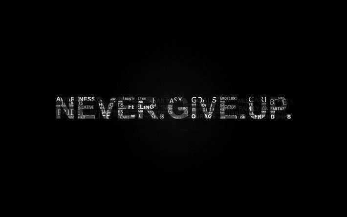 the words never give up written in black and white on a dark background with some type of lettering