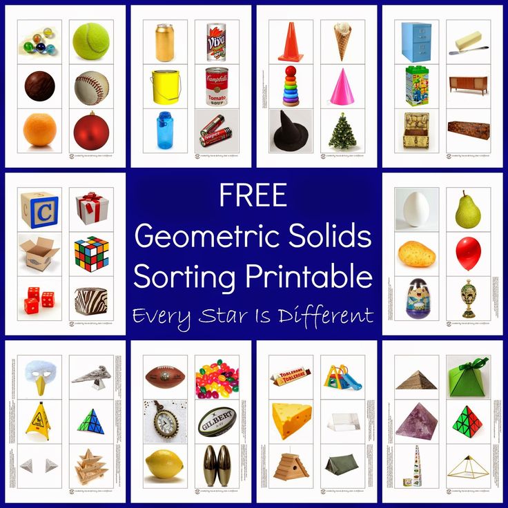 free geometric solids sorting printable for every star is different