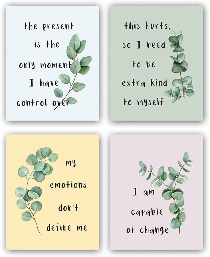 four cards with different sayings on them