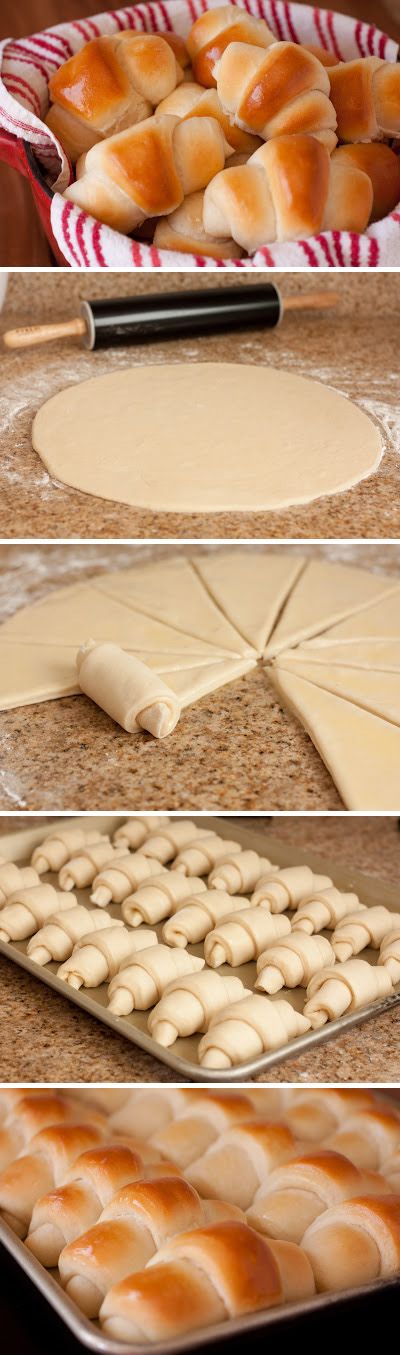 the process of making bread rolls is shown here