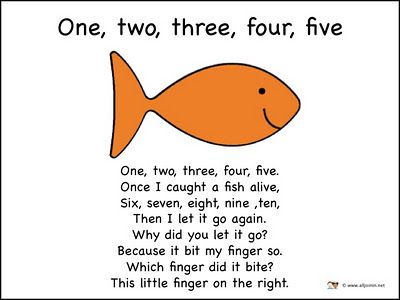 an orange fish with the words one, two, four, five