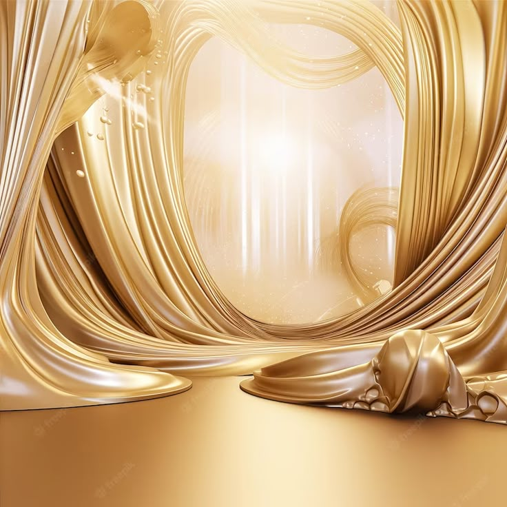 an abstract gold background with flowing fabric