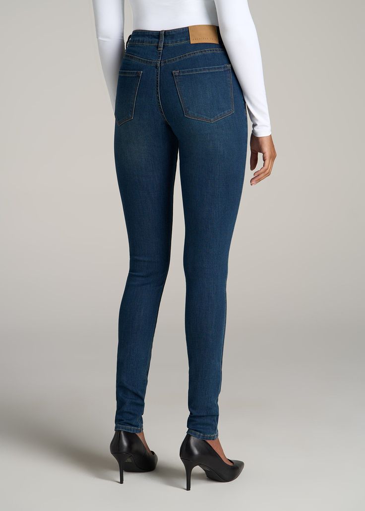 About Our Tall Jeans For Women Not a high-rise and not a low-rise, these staple skinny jeans for tall women offer a happy medium. Designed to hit just below the natural waist, our Sarah jeans are made of a comfortable fabric with an ultra-flattering silhouette. We created these tall jeans for women to be the perfect everyday pair that you can wear any day of the week, whether you’re out running errands, working in the office or meeting friends for dinner. The extended inseam of these tall skinny Fitted Denim Bottoms For Everyday Wear, High Rise Medium Wash Stretch Jeggings, Mid-rise Denim Blue Bottoms For Everyday, Versatile High Rise Denim Blue Bottoms, Versatile Medium Wash High Rise Jeans, Versatile High-rise Denim Blue Bottoms, Dark Wash High Rise Bottoms For Everyday, Medium Wash Slim Fit Mid-rise Bottoms, Everyday Dark Wash High Rise Bottoms