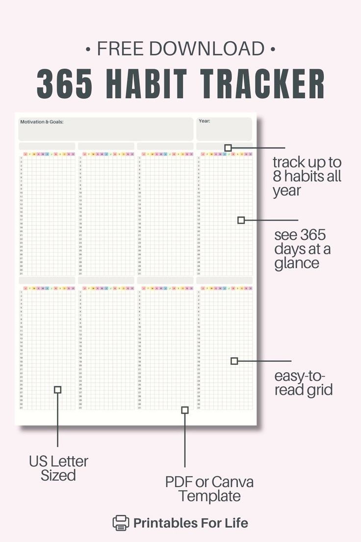 the free printable habit tracker is shown with text and pictures to help you get organized