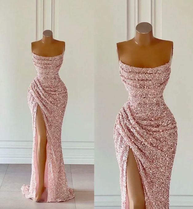 Gold Pink Dresses, Blush Pink Mermaid Dress, Rose Gold Bodycon Dress, Sequin Evening Dresses Rose Gold, Prom Dresses Rose Pink, Rose Gold Prom Dress Champagne Blush Pink, Fancy Dresses Sparkly, Long Pink Sparkly Dress, Pink Glam Dress Short