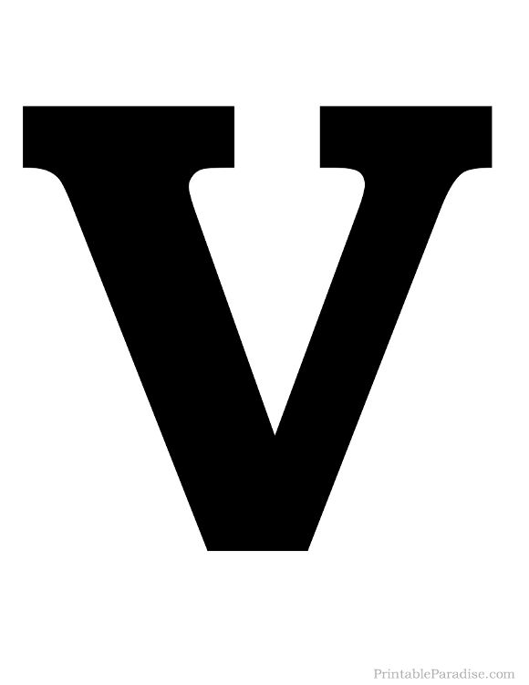 the letter v is shown in black and white