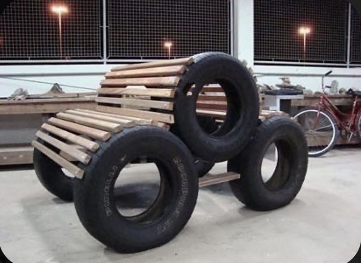 two large tires stacked on top of each other