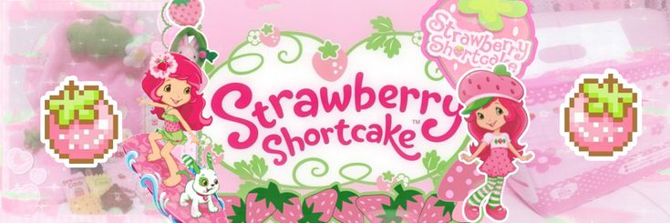 the strawberry shortcake cake is decorated in pink and green