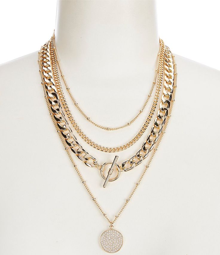 Cheap Multi-strand Gold-tone Necklace, Cheap Double Strand Chain Necklaces, Stacking Necklaces Gold, Multi Strand Necklace Gold, Necklaces Stacked, Layered Gold Jewelry, Stacked Necklaces, Gold Long Necklace, Necklace Clasps