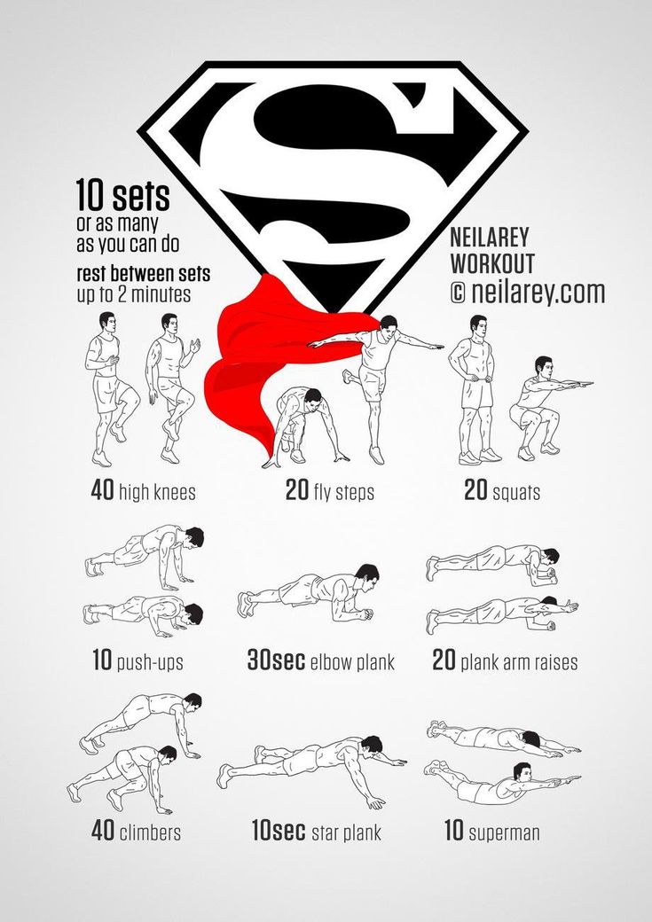 the superman workout poster shows how to do it in 10 minutes or less, with instructions for