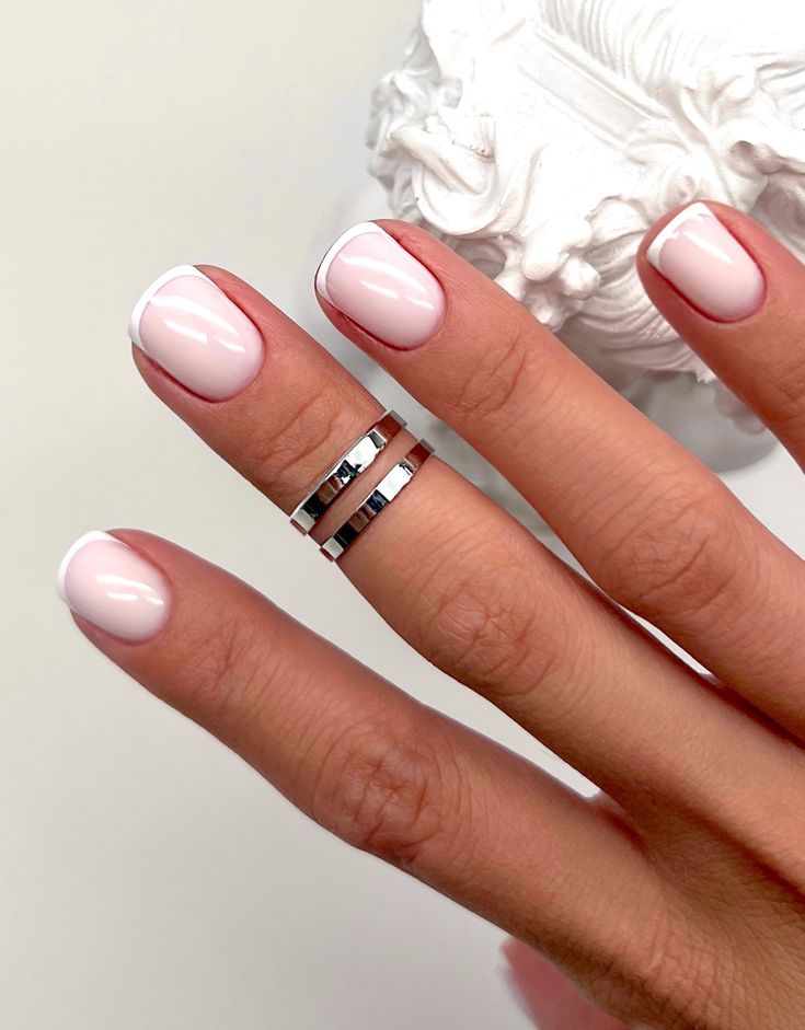 Short French tip nails. French Manicure Short Nails Gel, Marshmallow French Nails, Extra Short French Nails, Updated French Manicure, Double Lined French Tip, Short French Gel Nails, Short Gel French Manicure, French Tip Shellac Nails, Short Gel Tips