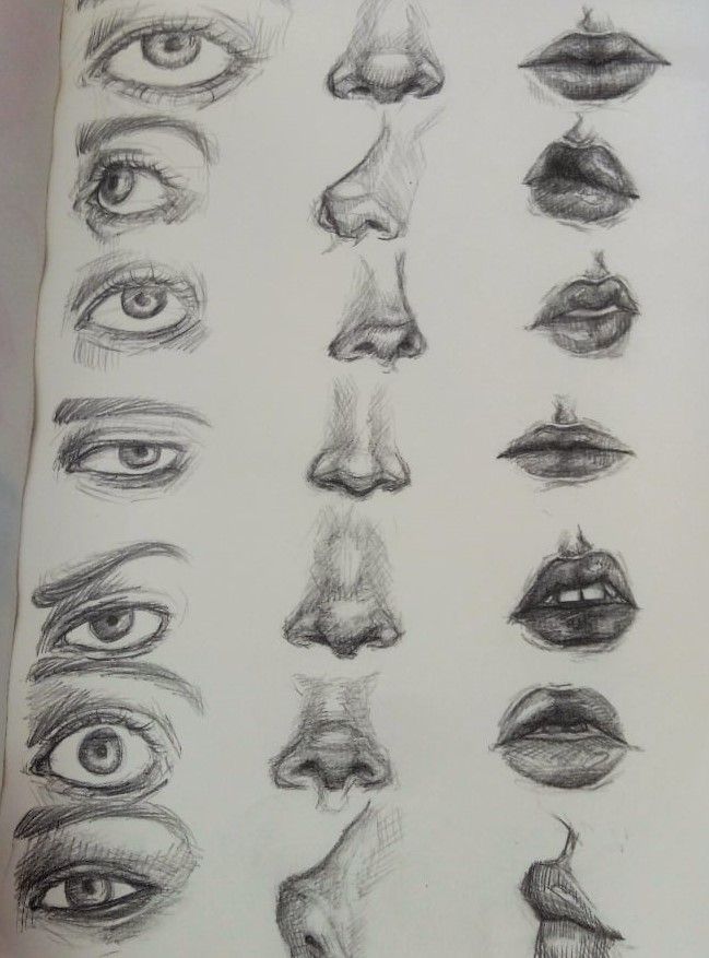 a bunch of different types of eyes drawn in pencil on white paper with black ink