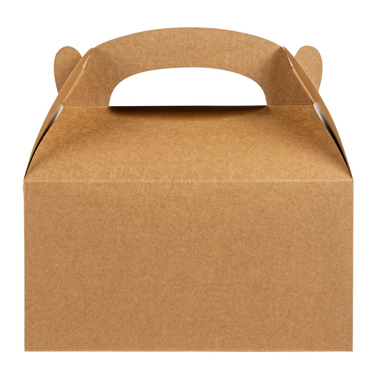 an open cardboard box with handle on a white background