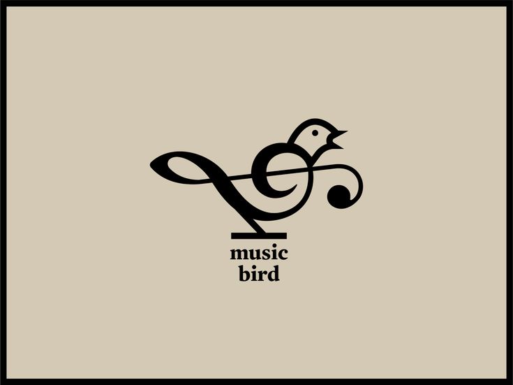 a bird that is sitting on top of a sign with the words music bird written in it