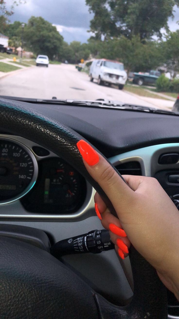 Highlighter Orange Nails, Neon Orange Acrylic Nails Coffin, Neon Orange Acrylic Nails Almond, Orange Nails Summer Neon, Orange Acrylic Nails Coffin, Neon Orange Acrylic Nails, Hot Orange Nails, Neon Coffin Nails, Neon Red Nails