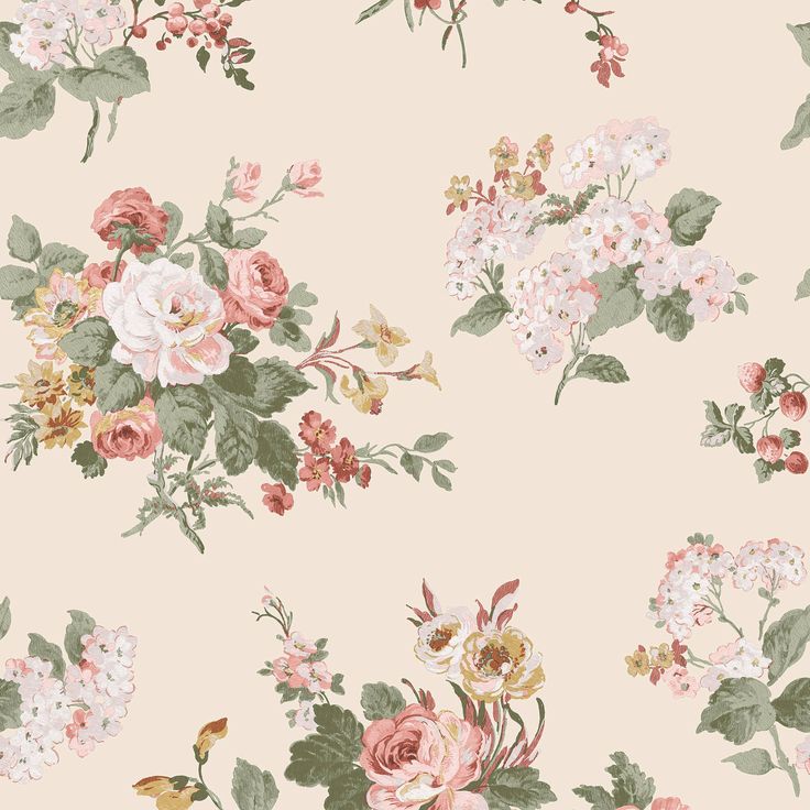 a floral wallpaper with pink and white flowers