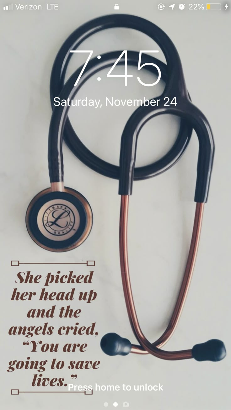 a stethoscope with the words 7 45 on it and an image of a doctor's stethoscope