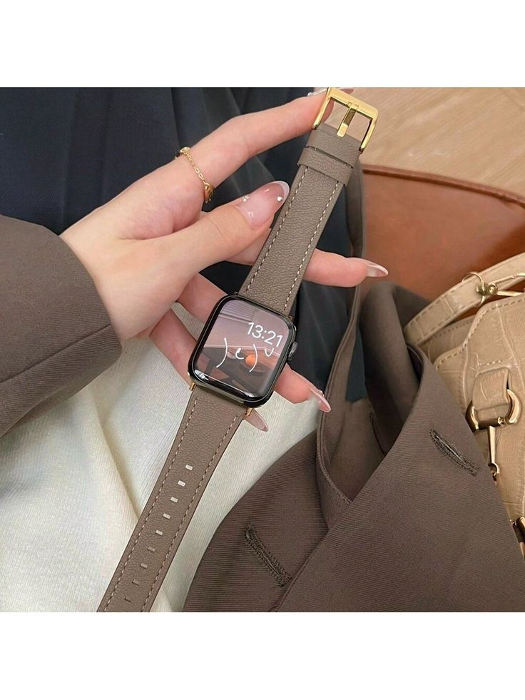 1 Pc Soft Leather Loop Compatible With Apple Watch Band For Women Sport 38mm 40mm 41mm 42mm 44mm 45mm 46mm 49mm , Strap Compatible With Apple Watch Series 10/9/8/7/6/5/4/3/2/1 SE Ultra Coffee Brown    PU Leather  Watch Accessories   Watch Accessories & Tools, size features are:Bust: ,Length: ,Sleeve Length: Apple Watch Aesthetic Outfit, Smart Watch Accessories, Apple Watch Aesthetic Bands, Apple Watch 9, Black Apple Watch Aesthetic, Apple Watch Outfits Women, Apple Watch Series 9, Apple Watch Style Women, Apple Watch Inspiration