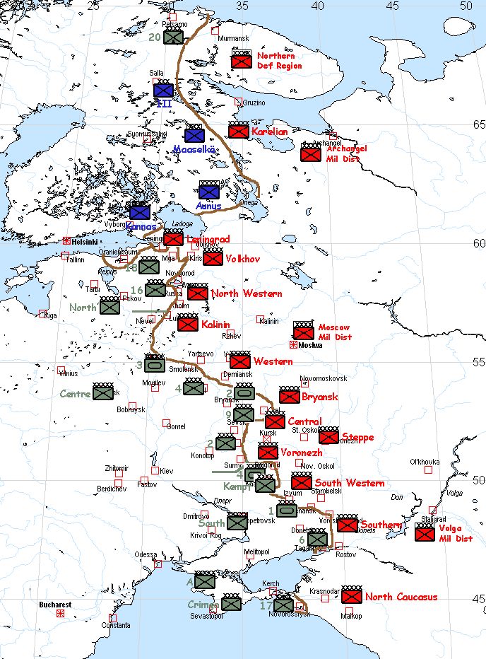 a map with red and blue squares on it's sides, all in different directions