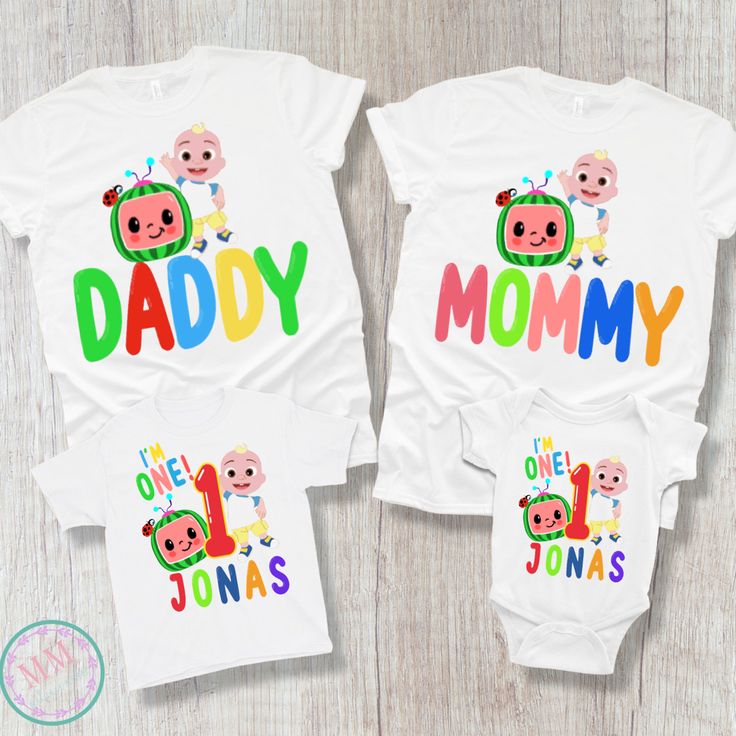 cocomelon first birthday matching family white tshirts Cocomelon Birthday Shirts, Birthday Cocomelon, Cocomelon Theme, Baby Birthday Party Theme, Boys 1st Birthday Cake, Coco Melon, 2nd Birthday Party For Boys, 2nd Birthday Party For Girl, 1st Birthday Shirt