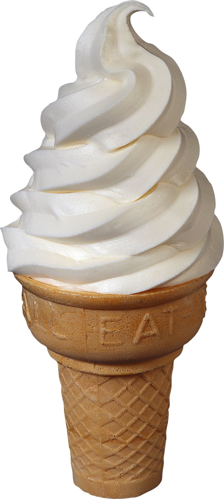 an ice cream cone with white icing on top